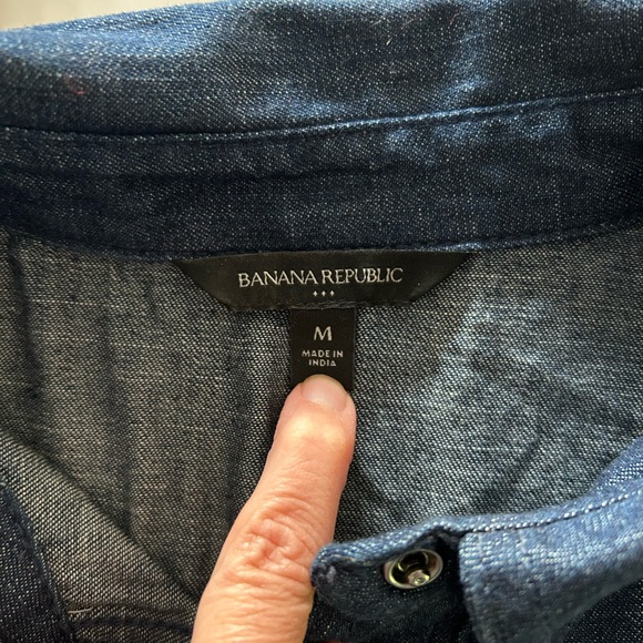 Banana Republic Jeans WESTERN DENIM SHIRT Snap buttons Dark Wash Size Medium - Picture 8 of 9